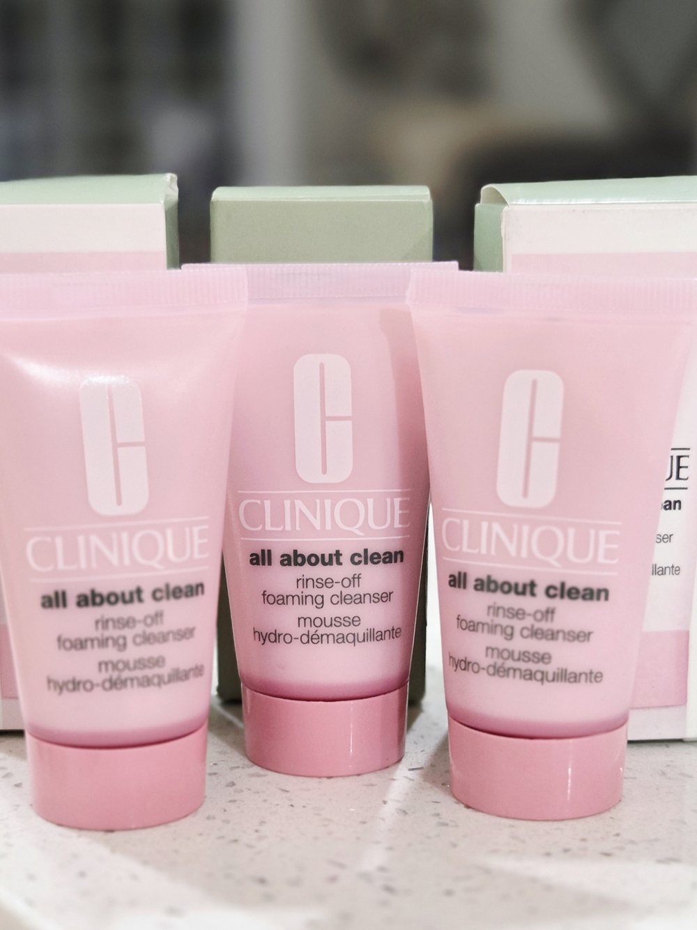 Clinique Pink All About Clean Rinse-Off Foaming Cleanser Trio 30ml Ea